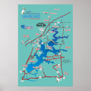 Grand Lake Map With Cove Names Buy Grand Lake Ok Art & Wall Décor Online | Zazzle