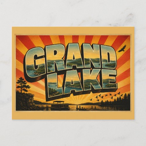 Grand Lake Oklahoma Ozark Hills Shoreline Art Postcard