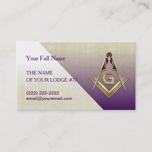 Grand Lodge Purple  Gold Masonic Business Cards