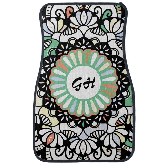 Grand Mandala Zen Yoga Meditation Initials Car Floor Mat (Front)