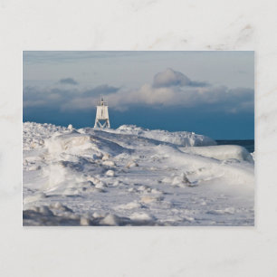 Grand Marais Harbor Light - Winter Postcard