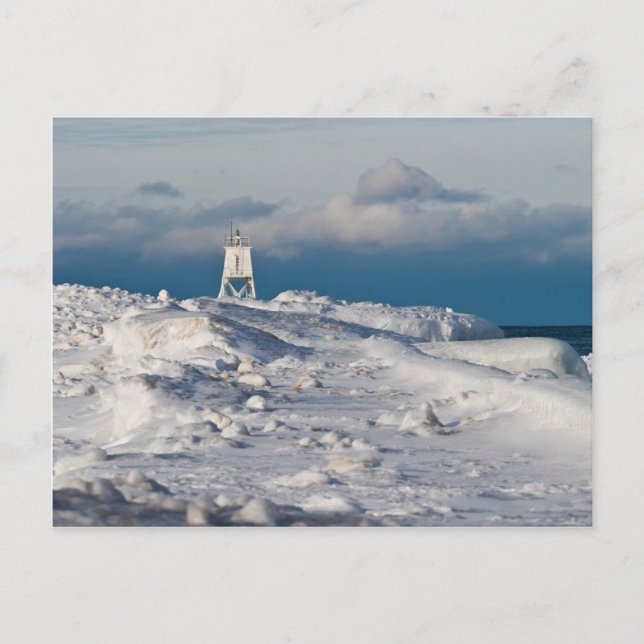 Grand Marais Harbor Light - Winter Postcard (Front)