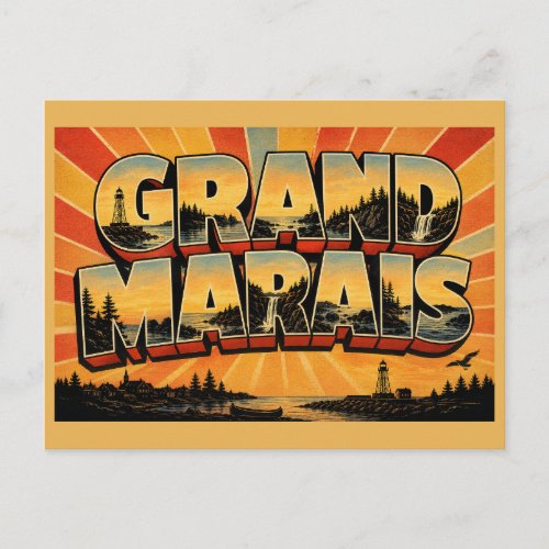 Grand Marais Minnesota Lake Superior Lighthouse Postcard