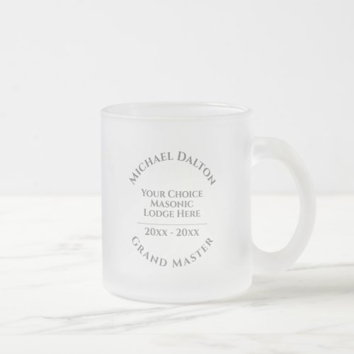 Grand Master Masonic Frosted Glass Coffee Mug