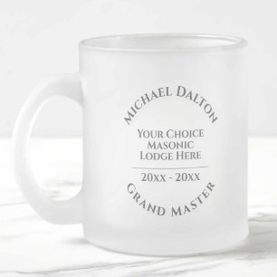 Grand Master Masonic Frosted Glass Coffee Mug