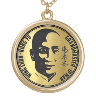 Grand Master Yip Man - Wing Chun Kung Fu Gold Plated Necklace