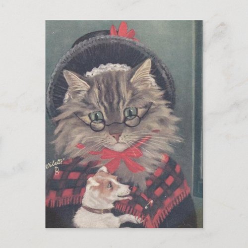 Grand_mre chat et chien postcard