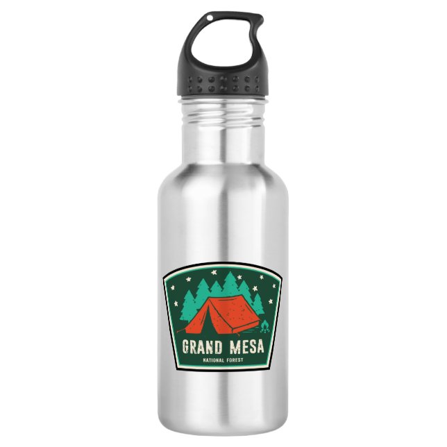 Grand Mesa National Forest Camping Stainless Steel Water Bottle (Front)
