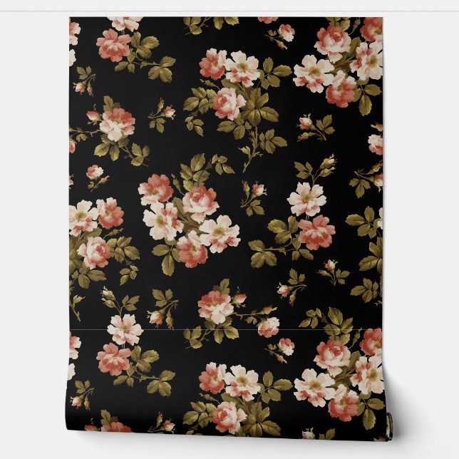 Grand Millennial Botanical Roses Summer Garden 1 Wallpaper (Unrolling)