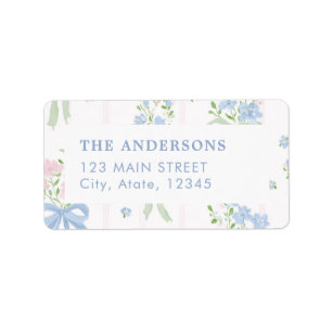 Grand Millennial Pastel Floral Bow Christmas  Label