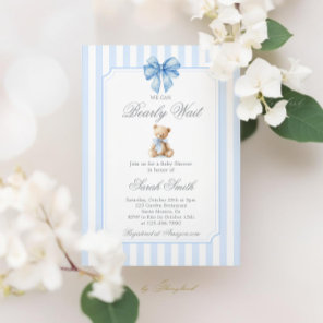 Grand millennial Teddy Bear Baby Shower Boy Invitation