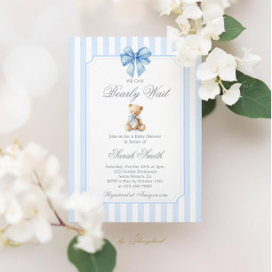 Grand millennial Teddy Bear Baby Shower Boy Invitation