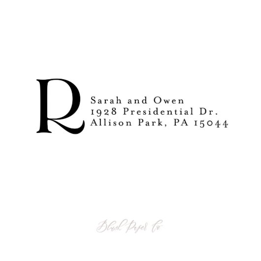 Grand Monogrammed Rubber Return Address Stamp (Front)