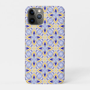 Grand Mosaic Blue and Gold Floral Mediterranean iPhone 11 Pro Case
