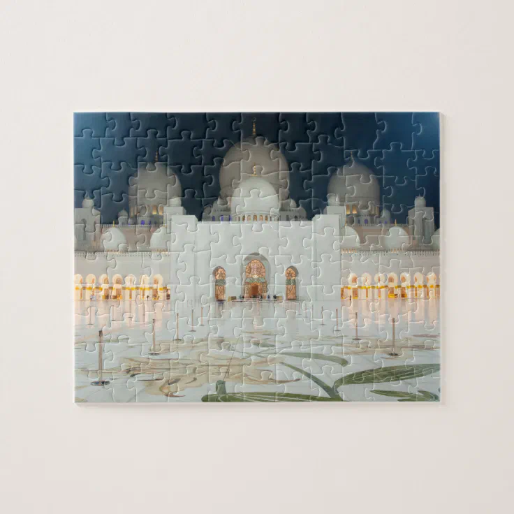 Grand Mosque, Abu Dhabi, UAE, United Arab Emirates Jigsaw Puzzle Zazzle