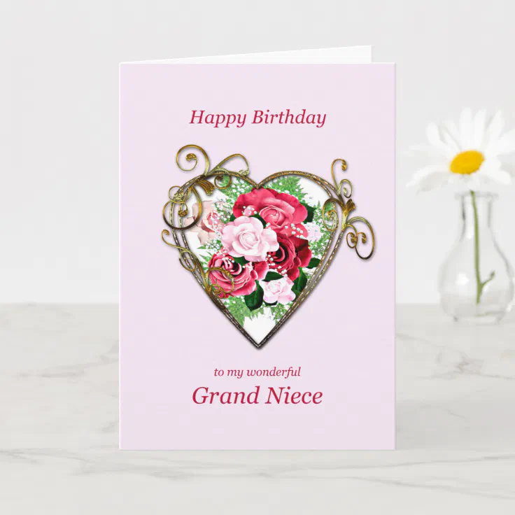 Happy Birthday Grand Niece Images Grand Niece Birthday Antique Painted Roses Card | Zazzle