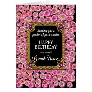 Grand Niece Birthday Pink Daisies Cards