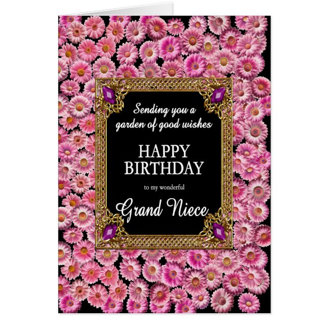 Grand Niece Birthday Pink Daisies Cards (Front)