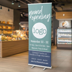 Grand Opening Advertisement - Add Logo Edit Color Retractable Banner