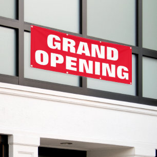 Grand Opening Advertising New Business Red White Banner
