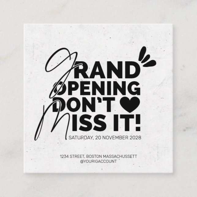 Grand Opening announcement flyer card (Front)