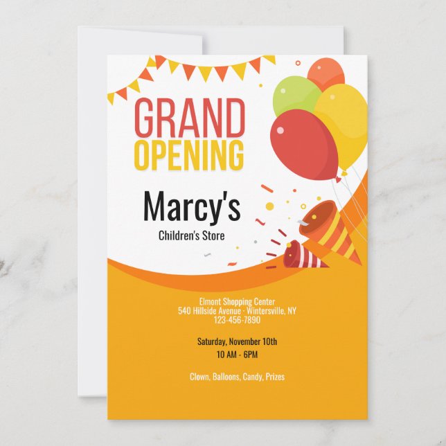 Grand Opening Balloons Invitation (Front)