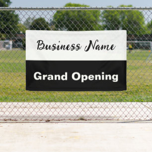 Grand Opening Black and White Business Name Banner