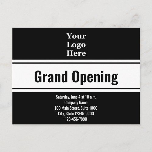Grand Opening Black and White Invitation Template Postcard