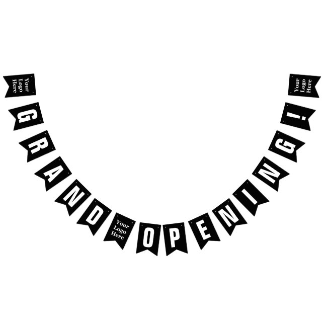 Grand Opening Black and White Your Logo Here Bunting Flags (All)