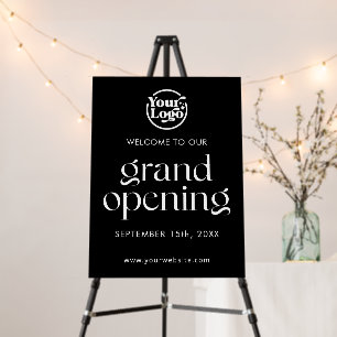 Grand Opening Black Business Logo Modern Sign