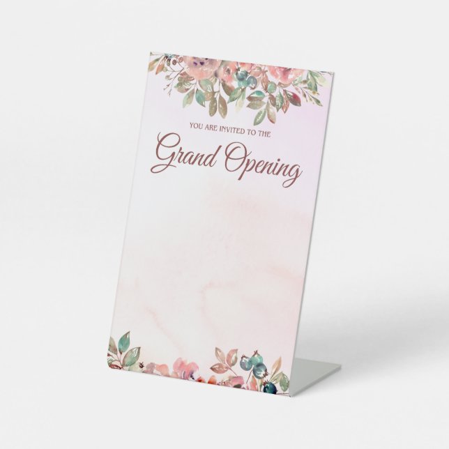 Grand opening blank card  pedestal sign (Front)