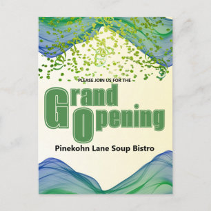 Grand Opening Blue Green Border Watercolor Waves  Postcard