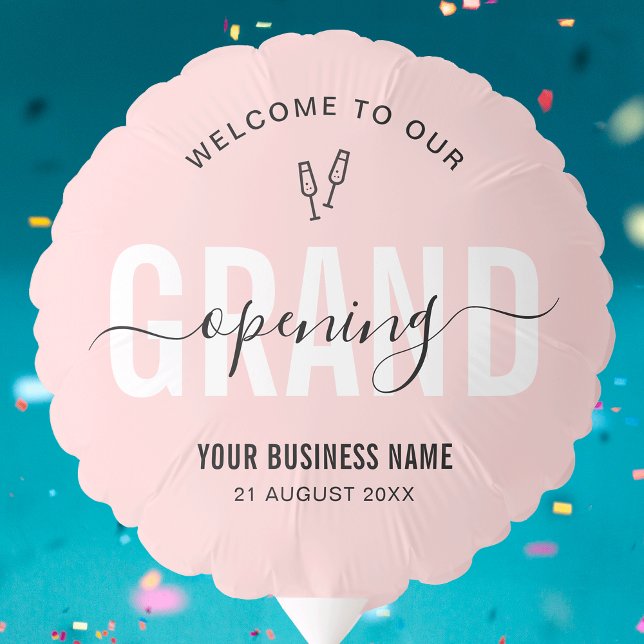 Grand Opening Business Event Blush Pink Logo Balloon (Add the finishing touch to your event with this blush pink fully customizable business balloon)