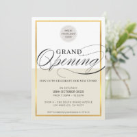 GRAND OPENING business logo black ivory gold