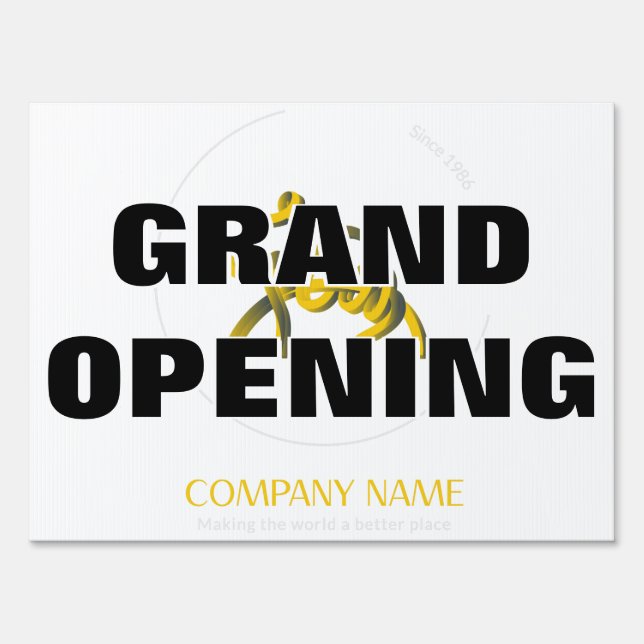 Grand Opening Business Logo Yard Sign v2 Glitch2 (Front)