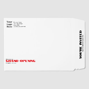 Grand Opening Business Name Logo You're Invited Envelope Mailers