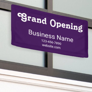 Grand Opening Business Name Phone Website Purple Banner