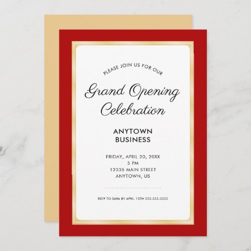 Grand Opening Celebration  Red and Gold Invitation