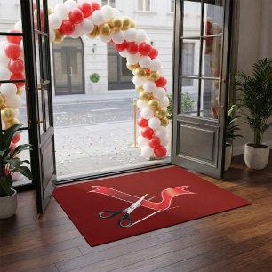 Grand Opening Celebration Scissors Cutting Ribbon Doormat