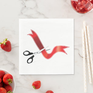 Grand Opening Celebration Scissors Cutting Ribbon  Napkins