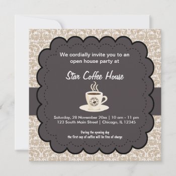 Grand Opening Coffee House Invitation by graphicdesign at Zazzle