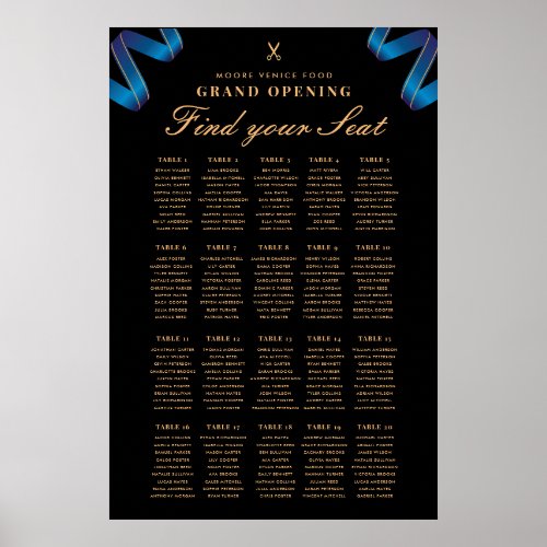 Grand Opening Corporate Event Seating Chart Sign