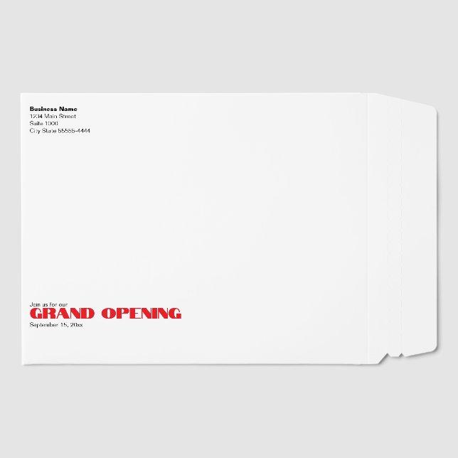 Grand Opening Date Business Name Return Address Envelope Mailers (Front)