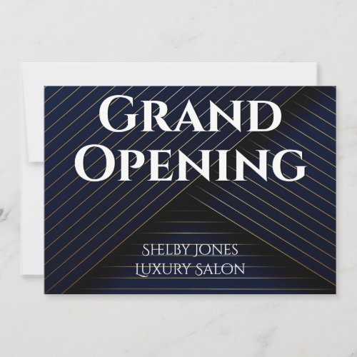 Grand Opening Elegant Navy Blue Gold Business Announcement