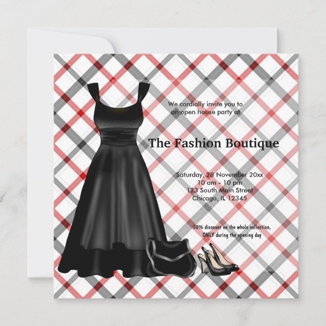 Grand Opening Fashion business (Black) Invitation (Front)