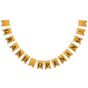 Grand Opening Faux Gold Glitter Bunting Flags