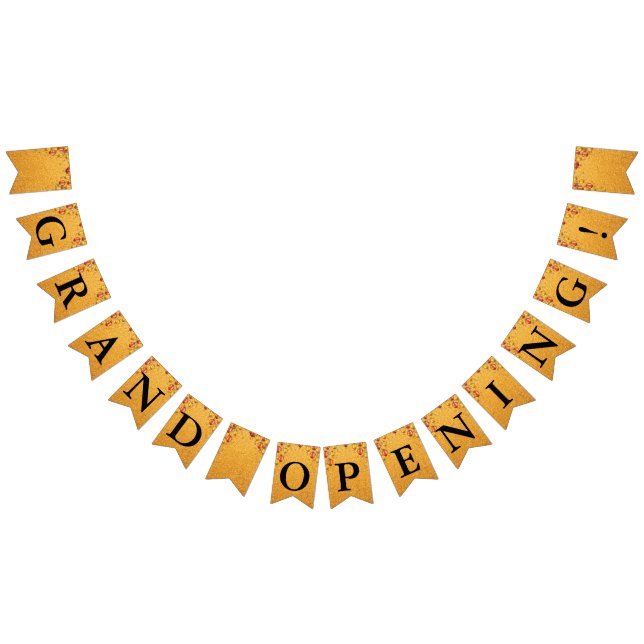 Grand Opening Faux Gold Glitter Gold Balloons Bunting Flags (All)