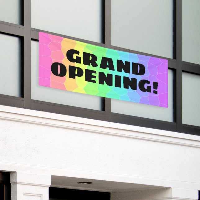 Grand Opening! Geometric Rainbow Banner (Outside Building)