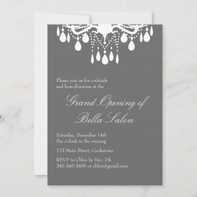 Grand Opening Grand Ballroom on Smokey Gray Invitation (Front)