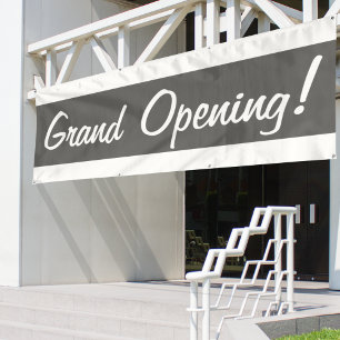 Grand Opening Gray & White Marketing Business Banner